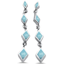 Load image into Gallery viewer, Sterling Silver Dangling Natural Larimar Earrings