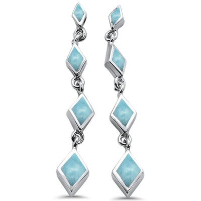 Sterling Silver Dangling Natural Larimar Earrings