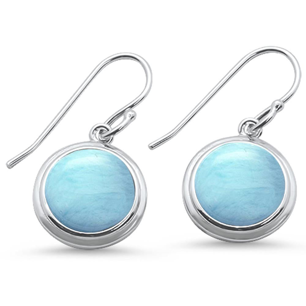 Sterling SilverRound Natural Larimar Earrings