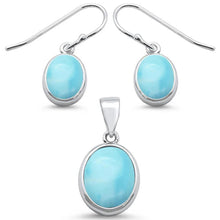 Load image into Gallery viewer, Sterling Silver Oval Natural Larimar Design Pendant And Earring Set