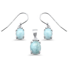 Load image into Gallery viewer, Sterling Silver Oval Natural Larimar Pendant And Earring Set