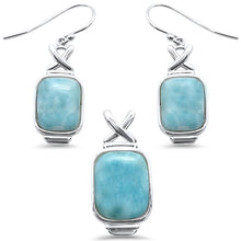 Load image into Gallery viewer, Sterling Silver Cushion Cut Natural Larimar Pendant And Earrings Set