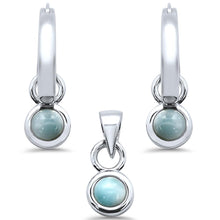 Load image into Gallery viewer, Sterling Silver Natural Larimar Dangling  Pendant And Earring Set