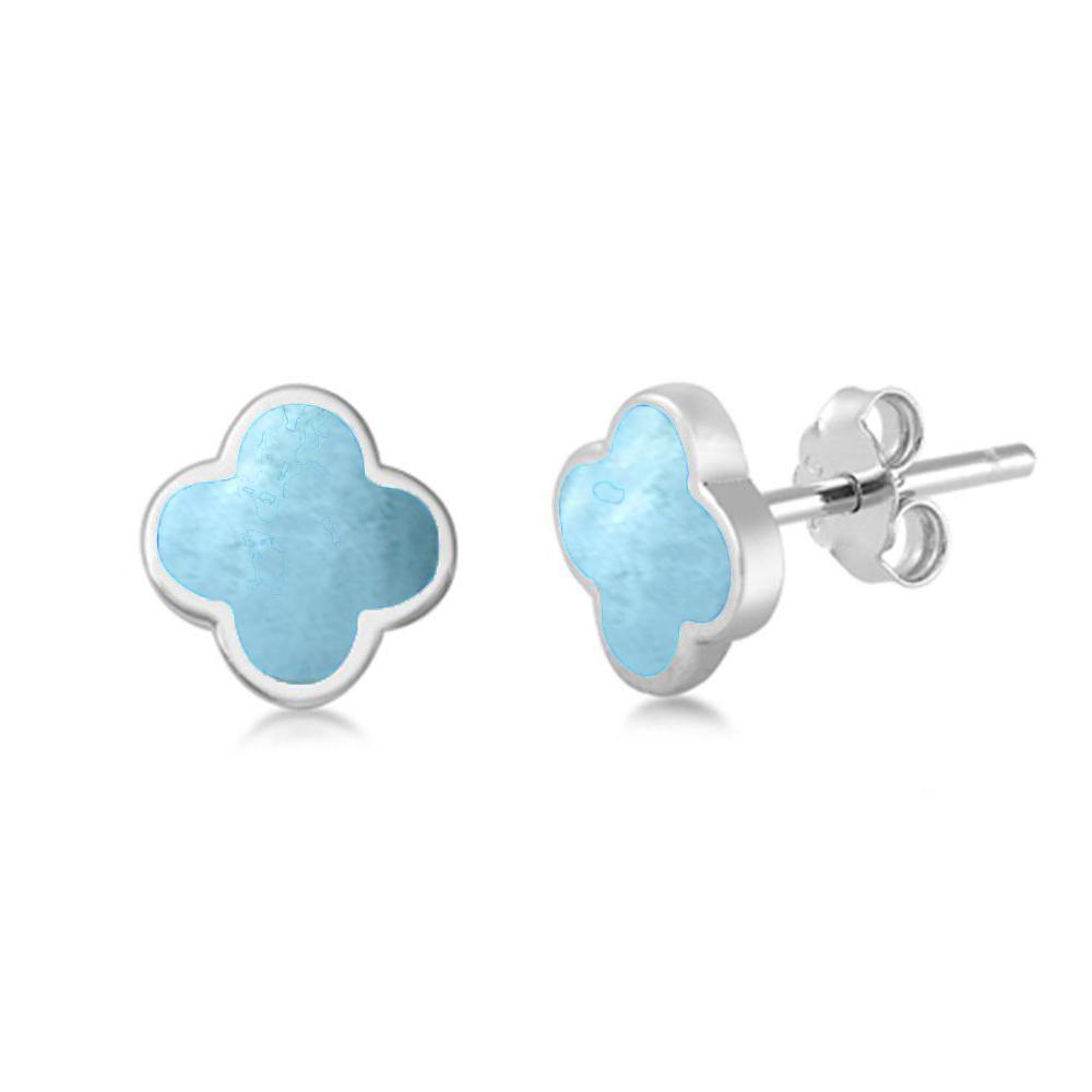 Sterling Silver Yellow Gold Plated Larimar Lever Back Earrings - silverdepot