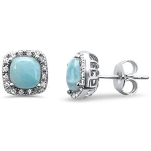 Load image into Gallery viewer, Sterling Silver Natural Larimar Cushion Shape Earrings
