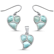 Load image into Gallery viewer, Sterling Silver Natural Larimar Leaf Pendant And Earring Set