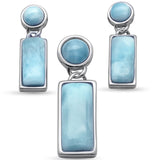 Sterling Silver Natural Larimar Earring And Pendant Set