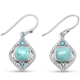 Sterling Silver Natural Larimar And Blue Topaz Earrings