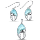 Sterling Silver Natural Larimar Lobster Claw Pendant and Earring Set
