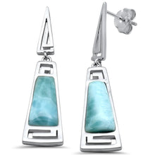 Load image into Gallery viewer, Sterling Silver Natural Larimar Greek Design Dangling Earrings