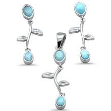 Load image into Gallery viewer, Sterling Silver Marquise and Pear Shape Natural Larimar Earrings and Pendant Set