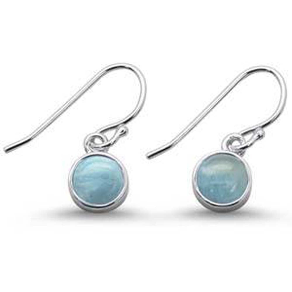 Sterling Silver Dangle Style Natural Larimar Earrings