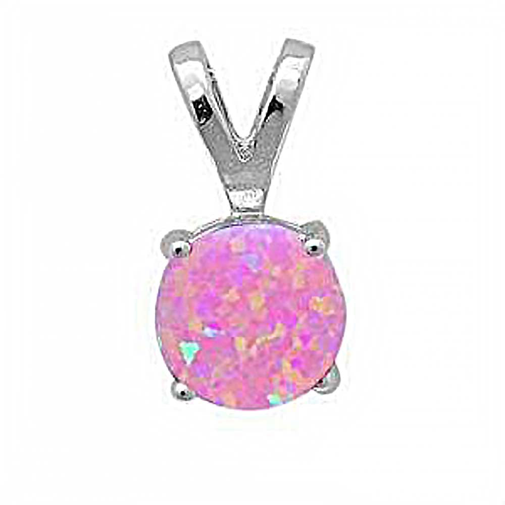 Sterling Silver Round Pink Opal Pendant