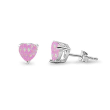 Load image into Gallery viewer, Sterling Silver Pink Opal Heart EarringsAnd Thickness 7mm