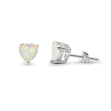 Load image into Gallery viewer, Sterling Silver White Opal Heart Silver EarringsAndWidth 7mm