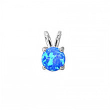 Load image into Gallery viewer, Sterling Silver Round Blue Opal PendantAnd Length 13mm
