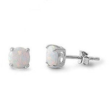 Load image into Gallery viewer, Sterling Silver Round White Opal Stud Silver EarringsAndWidth 7 mm