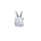 Sterling Silver Round White Opal Pendant And Length 13mm