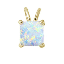 Load image into Gallery viewer, Sterling Silver Yellow Gold Plated Princess Cut White Opal Pendant