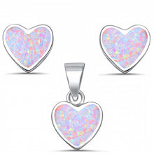 Load image into Gallery viewer, Sterling Silver Pink Opal Heart Shape Earring And Pendant Set