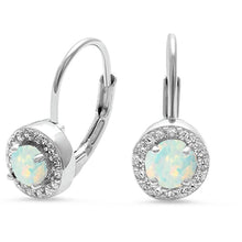 Load image into Gallery viewer, Sterling Silver Halo White Opal Earrings