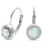 Sterling Silver Halo White Opal Earrings