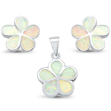 Load image into Gallery viewer, Sterling Silver White Opal Plumeria Stud Earrings And Pendant