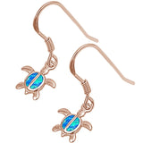 Sterling Silver Rose Gold Plated Blue Opal Turtle Earrings