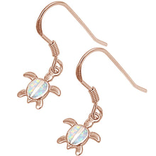 Load image into Gallery viewer, Sterling Silver Rose Gold Plated White Opal Turtle Earrings