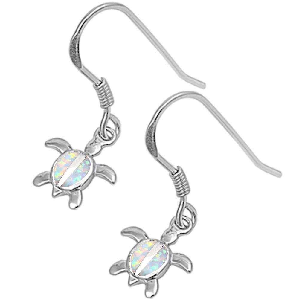 Sterling Silver White Opal Turtle Silver EarringsAndWidth 10mm