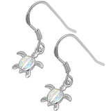 Sterling Silver White Opal Turtle Silver EarringsAndWidth 10mm