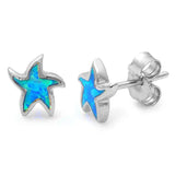 Sterling Silver Blue Opal Starfish EarringsAnd Thickness 8mm