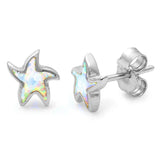 Sterling Silver White Opal Starfish EarringsAnd Thickness 8mm