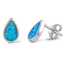 Load image into Gallery viewer, Sterling Silver Blue Opal Drop Stud Earrings