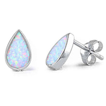 Load image into Gallery viewer, Sterling Silver Teardrop White Opal Stud EarringsAnd Thickness 10mm