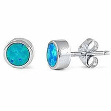 Load image into Gallery viewer, Sterling Silver Blue Opal Silver Stud EarringsAndWidth 7mm