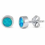 Sterling Silver Blue Opal Silver Stud EarringsAndWidth 7mm