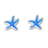 Sterling Silver Blue Opal Star Fish Stud EarringsAnd Thickness 10mm