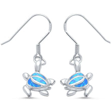 Load image into Gallery viewer, Sterling Silver Blue Opal Dangle Drop Turtle EarringsAnd Thickness 34mm