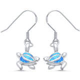 Sterling Silver Blue Opal Dangle Drop Turtle EarringsAnd Thickness 34mm