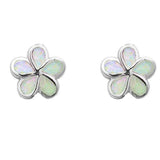 Sterling Silver White Opal Flower EarringsAnd Thickness 10mm