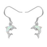 Sterling Silver White Opal Dolphine Dangle Earrings