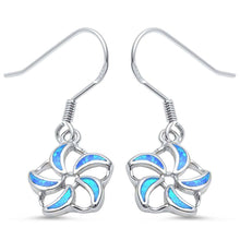 Load image into Gallery viewer, Sterling Silver Blue Opal Dangle Drop Flower EarringsAnd Thickness 33mmAnd Width 2mm