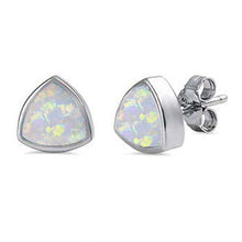 Load image into Gallery viewer, Sterling Silver Trillion Shape White Opal Studs EarringsAndWidth 8mm