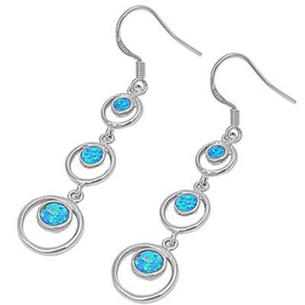 Sterling Silver Blue Opal Circles Earrings