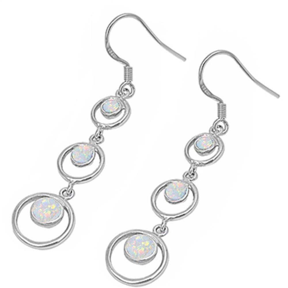 Sterling Silver White Opal Circles Earrings