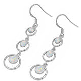 Sterling Silver White Opal Circles Earrings