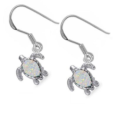 Sterling Silver White Opal Turtle Earrings