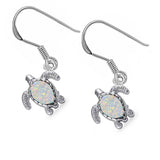 Sterling Silver White Opal Turtle Earrings