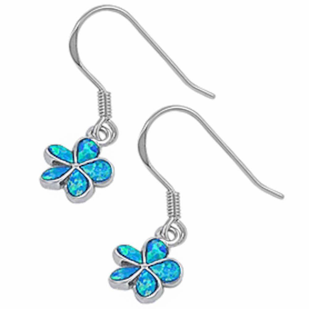 Sterling Silver Blue Opal Plumeria Silver Earring